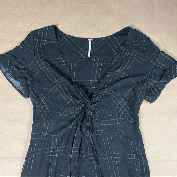 Free People Black Yellow Plaid Dress Size Large - Picture 4 of 4
